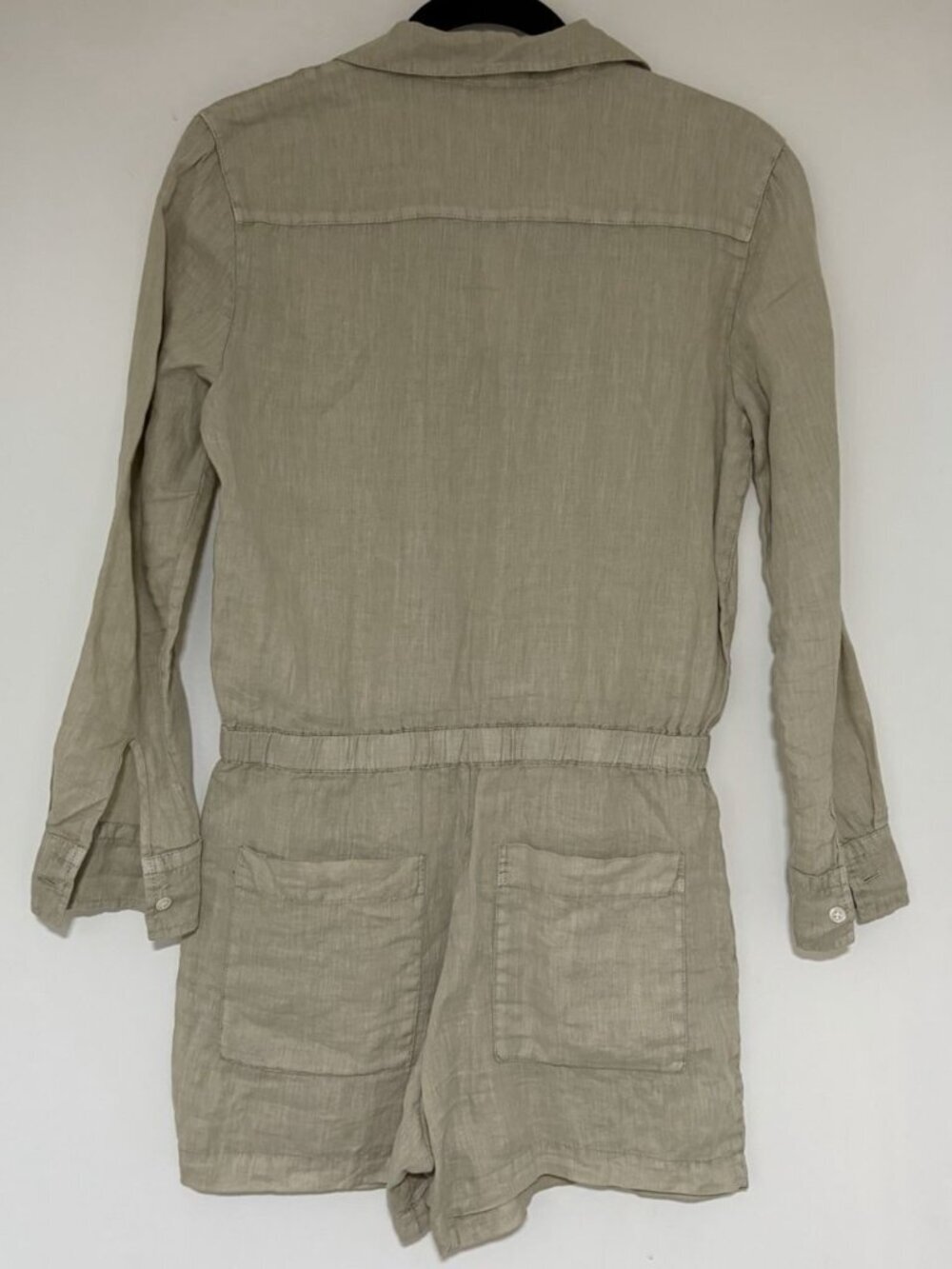 James Perse Standard Beige 100% Linen Romper Size 0 Utility Minimalist Luxe NWT - Picture 3 of 11